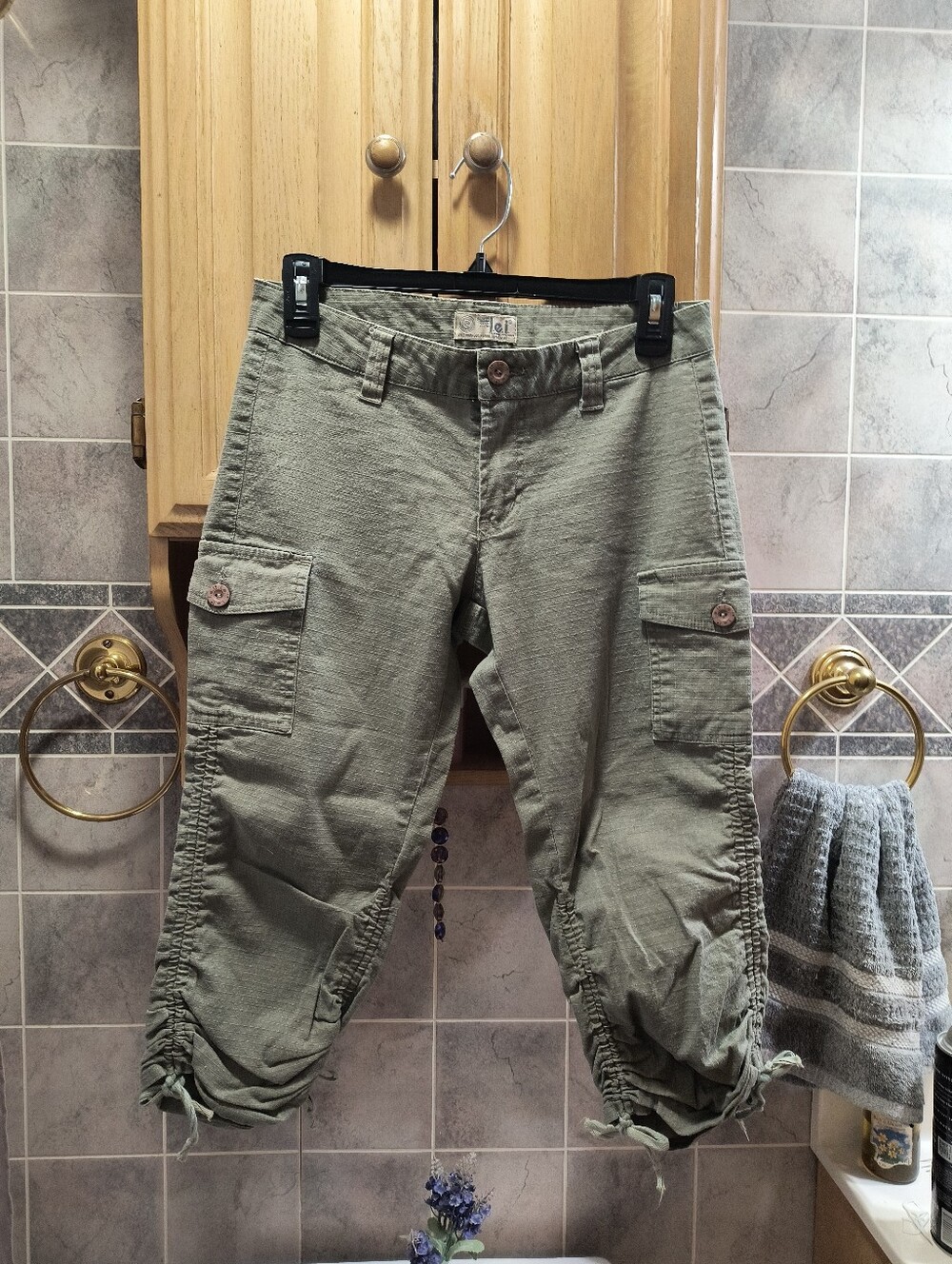 Vintage l.e.i. olive tie bottom cargo pants size 7